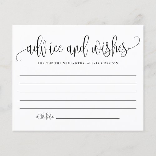 Black Cute Calligraphy Wedding Advice and Wishes