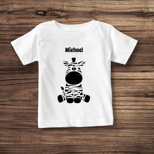 black Cute cartoon Baby zebra personalized Baby T_Shirt