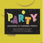 Black Cute Colorful  Invitation Postcard<br><div class="desc">Cute and colorful birthday invitation for a toddler or young child featuring adorable illustrations having a party. Perfect for girl or boy birthday.</div>