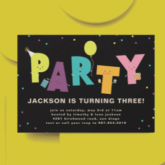Black Cute Colorful  Invitation Postcard
