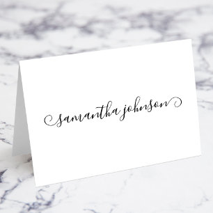 Black Cute Curl Signature Full Name Place Cards