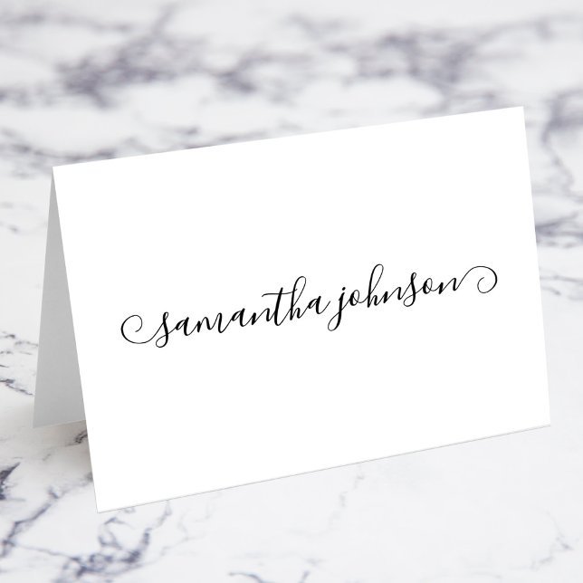 Black Cute Curl Signature Full Name Place Cards (Black Cute Curl Signature Full Name Place Cards)