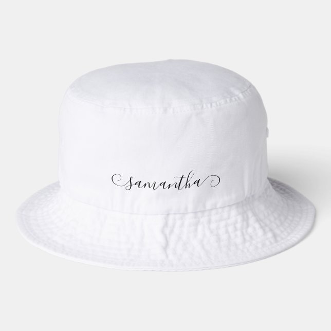 Black Cute Curl Signature Name Bucket Hat (Front)