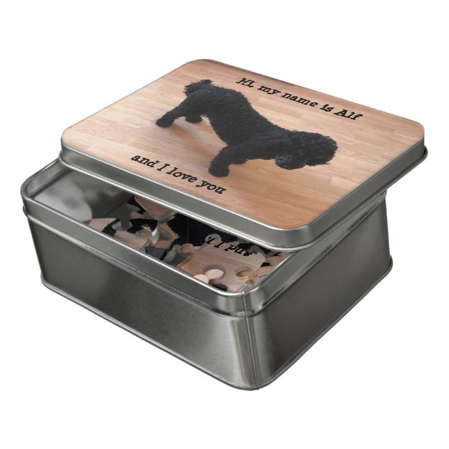Black Cute Dog Jigsaw Puzzle (Lid Open)