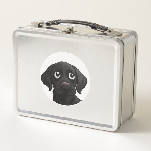 Black cute doggy metal lunch box