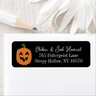 Black Cute Friendly Jack O Lantern Halloween Label