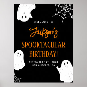 Black Cute Ghost Spooky Birthday Welcome Sign