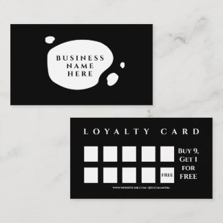 Black Cute Minimalist Salon Coffee Shop Loyalty Card