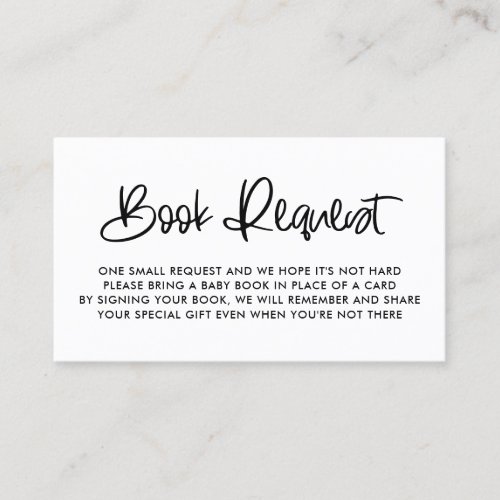 Black Cute Modern Calligraphy Book Request Card