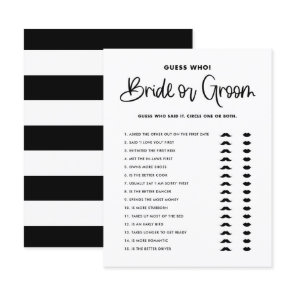 Black Cute Modern Calligraphy Bride or Groom Game Invitation