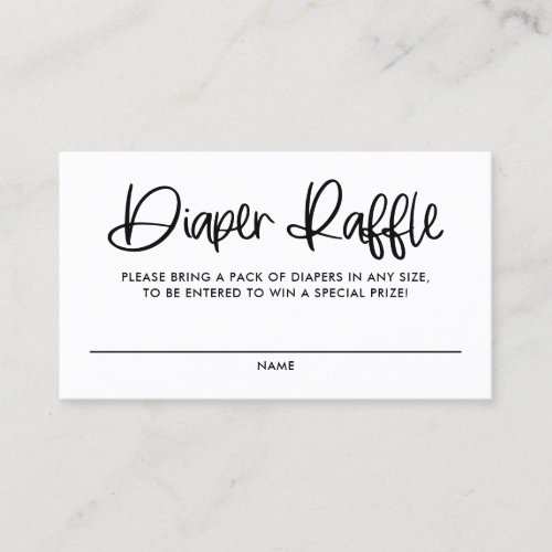 Black Cute Modern Calligraphy Diaper Raffle Card