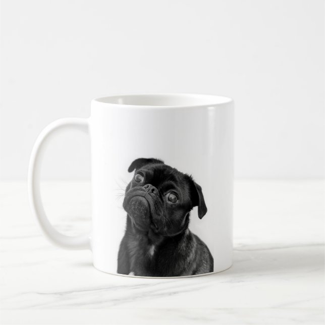 Black Cute Pug Mug (Left)