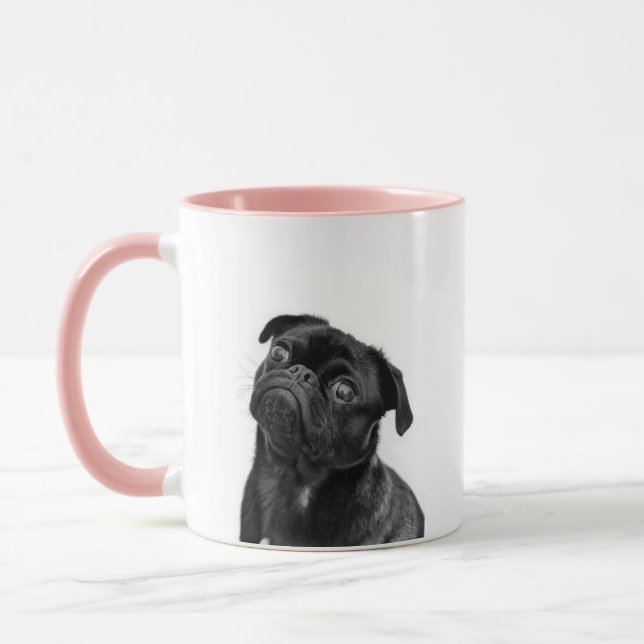 Black Cute Pug Pink Combo Mug (Left)