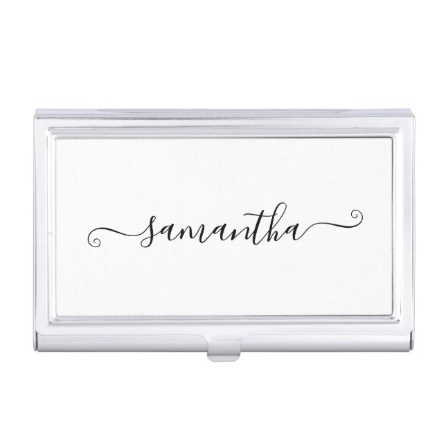 Black Cute Signature Name Business Card Case (Front)