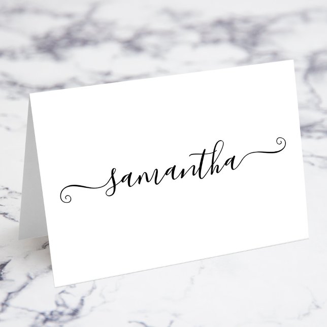 Black Cute Signature Name Place Cards (Fold Your Own Black Cute Signature Name Place Cards)