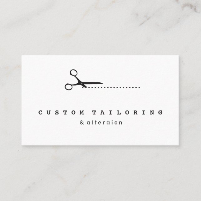 Black Cutting Scissors Tailor Sewing Hairdresser Business Card (Front)