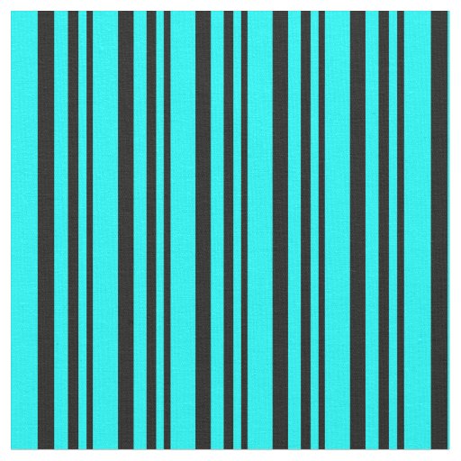 Black & Cyan Colored Stripes Fabric