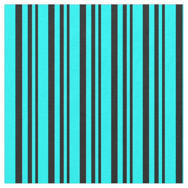 Black & Cyan Colored Stripes Fabric (Close Up)