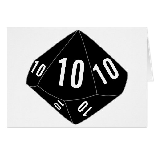 Black D10 Table Number Card