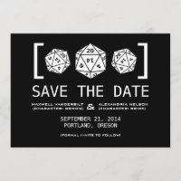 Black D20 Dice Gamer Save the Date Invite