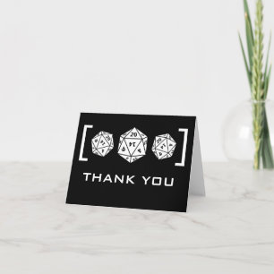 Black D20 Dice Gamer Wedding Thank You Card
