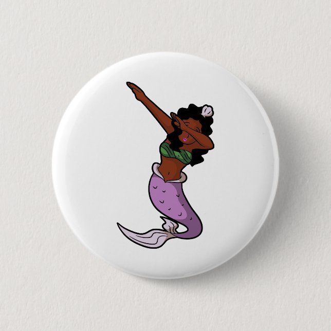black dabbing mermaid button (Front)