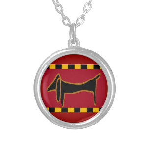 Black Dachshund Abstract Pendant
