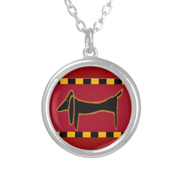 Black Dachshund Abstract Pendant (Front)