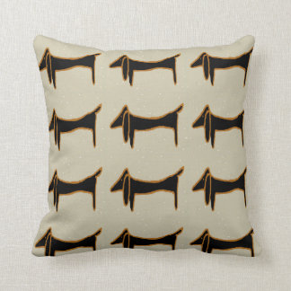 Black Dachshund Abstract Throw Pillow