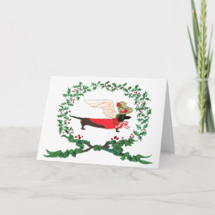 Black Dachshund Barking for JOY! Holiday Card