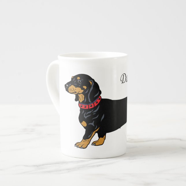 black dachshund bone china mug (Front Left)