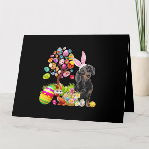 BLACK Dachshund Easter Egg Tree Dogs Bunny Easters Card
