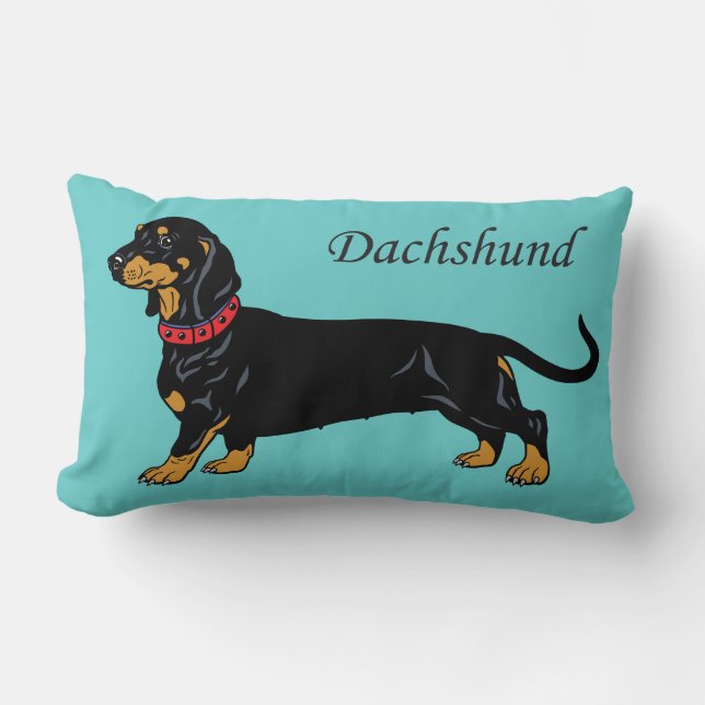 black dachshund lumbar pillow (Front)