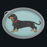 black dachshund oval belt buckle<br><div class="desc">black dachshund hunting dog</div>
