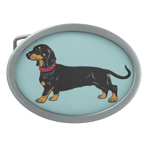 black dachshund oval belt buckle