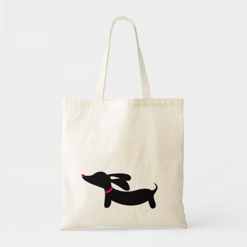 Black Dachshund  Pink Accents  Tote Bag