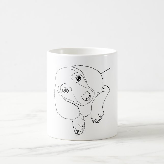 Black Dachshund Puppy Coffee Mug (Center)