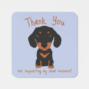 Black Dachshund Sausage Thank You Small Business Square Sticker