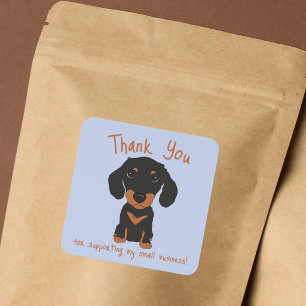 Black Dachshund Sausage Thank You Small Business Square Sticker
