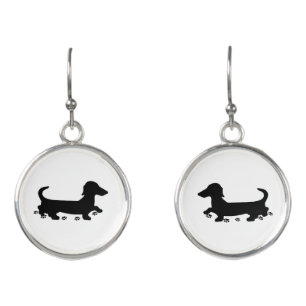 Black Dachshund Silhouette Earrings