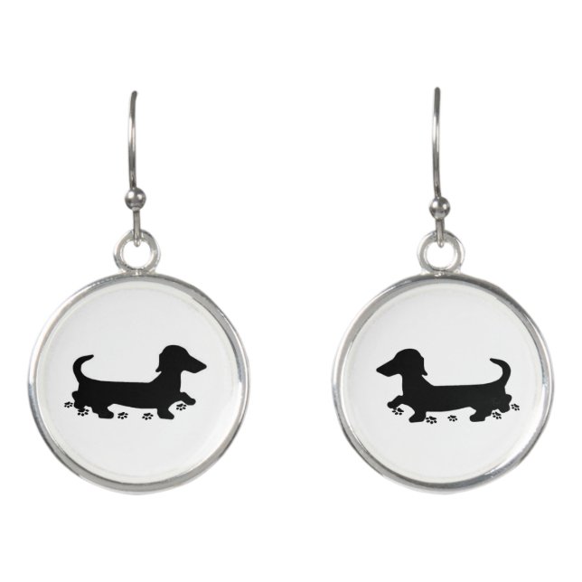 Black Dachshund Silhouette Earrings (Front)