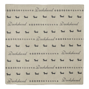 Black Dachshund Silhouette Floral Duvet Bedspread