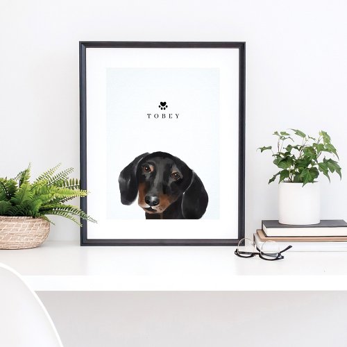 Black Dachshund Watercolor Illustration Dog Name Poster