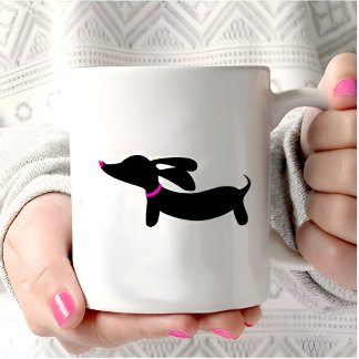 Black Dachshund Wiener Dog Coffee Travel Mug - wiener dog valentine gift