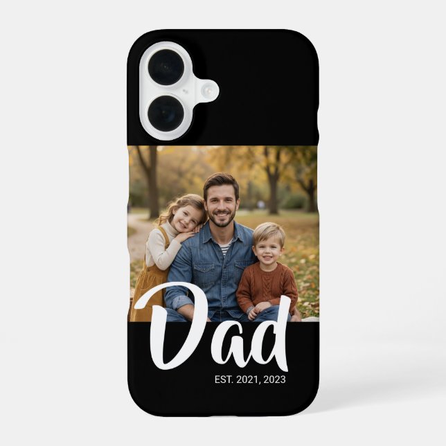Black Dad Established Script Photo Iphone Case (Back)