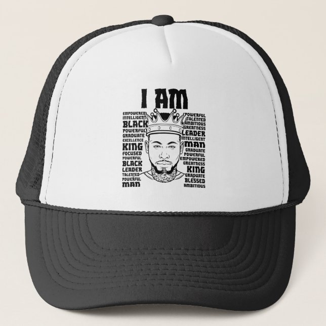 Black Dad Melanin Christian Man Faithful Believer Trucker Hat (Front)
