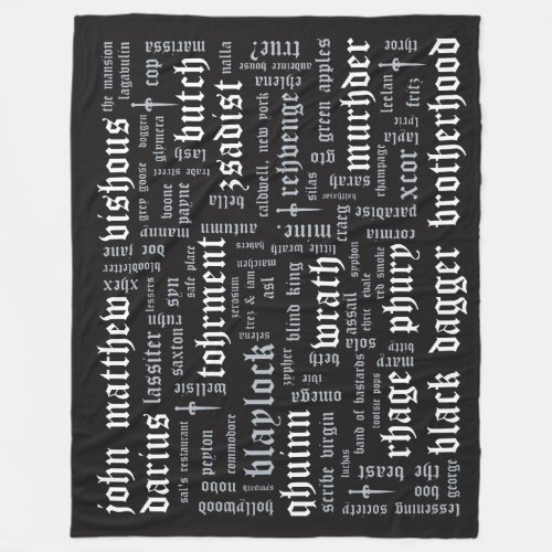 Black Dagger Brotherhood Wordcloud Fleece Blanket