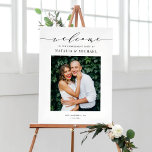 Black Dainty Script Engagement Party Photo Design Poster<br><div class="desc">This photo engagement party welcome sign features whimsical calligraphy and minimalist typography, creating a modern yet personal way to greet your guests. Easily add your own photo, names, and date to make it truly yours. The clean design works well with many wedding styles, including rustic, elegant, and contemporary themes. Use...</div>