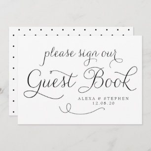 Black Dainty Script Guest Book Wedding Sign Invitation