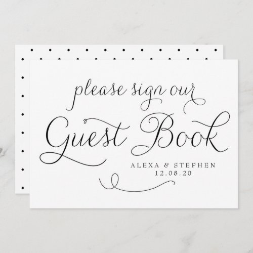 Black Dainty Script Guest Book Wedding Sign Invitation